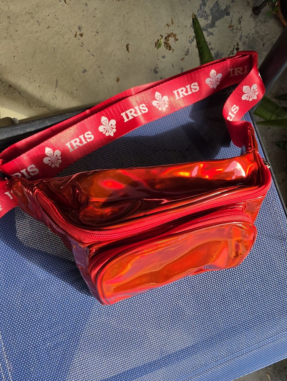 Red Iris iridescent fanny pack